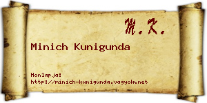 Minich Kunigunda névjegykártya